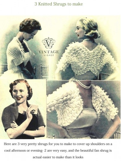How to make 3 shrugs-2 very easy-Vintage Knitting pattern