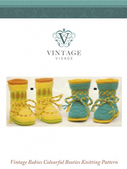2 Pairs of Colourful Babies Booties- 3-6 months- Knitting pattern