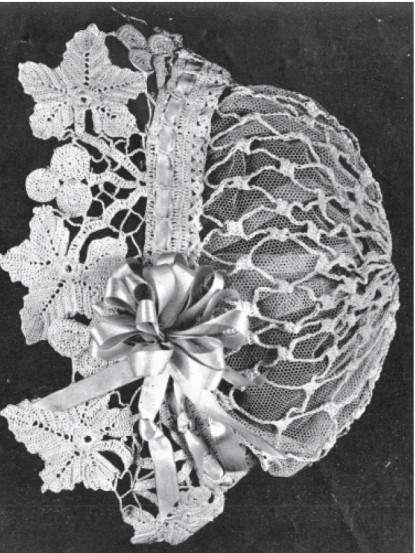 Downton Abbey Era 1900s antique vine leaf boudoir cap crochet pattern