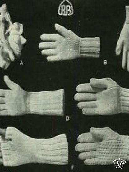 7 vintage knitting patterns for a variety of very old gloves and mittens